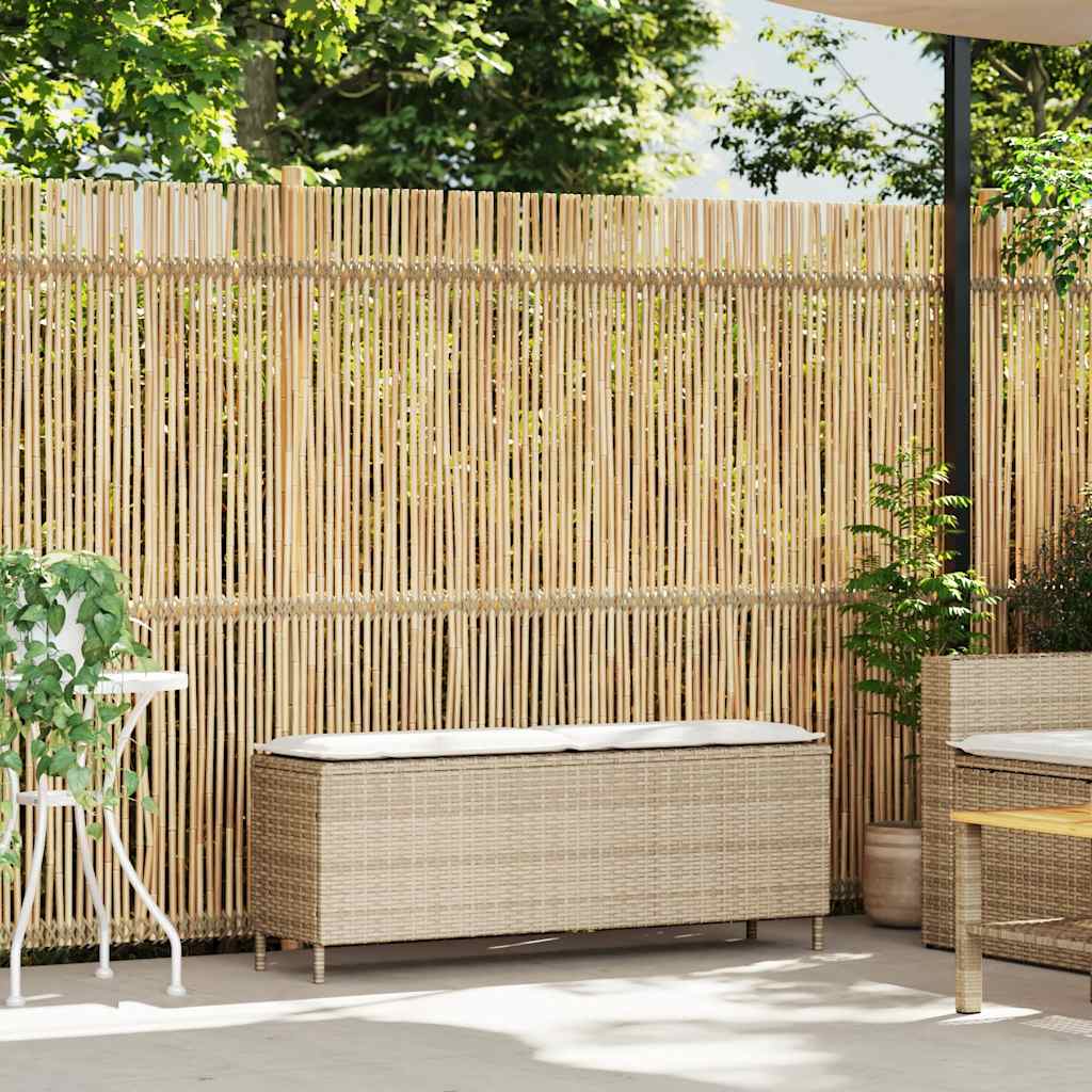 Garden Bench with Cushion Beige 110x30x40.5 cm Poly Rattan