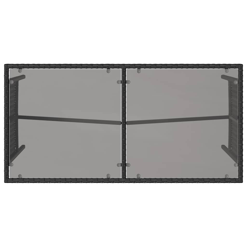 3-piece garden dining set with cushions black poly rattan