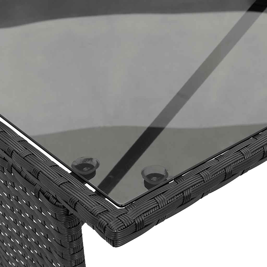 3-piece garden dining set with cushions black poly rattan