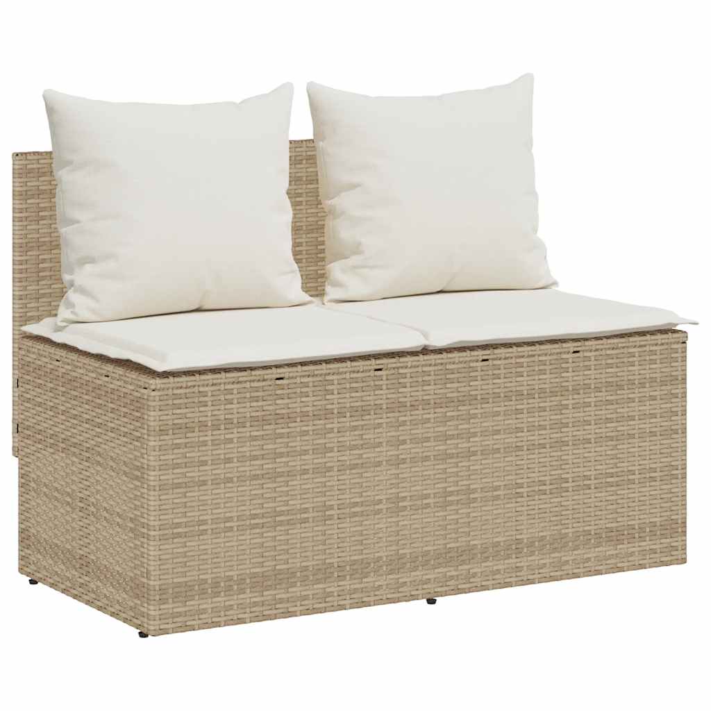 3-piece garden dining set with cushions beige poly rattan