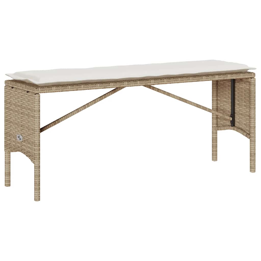 3-piece garden dining set with cushions beige poly rattan