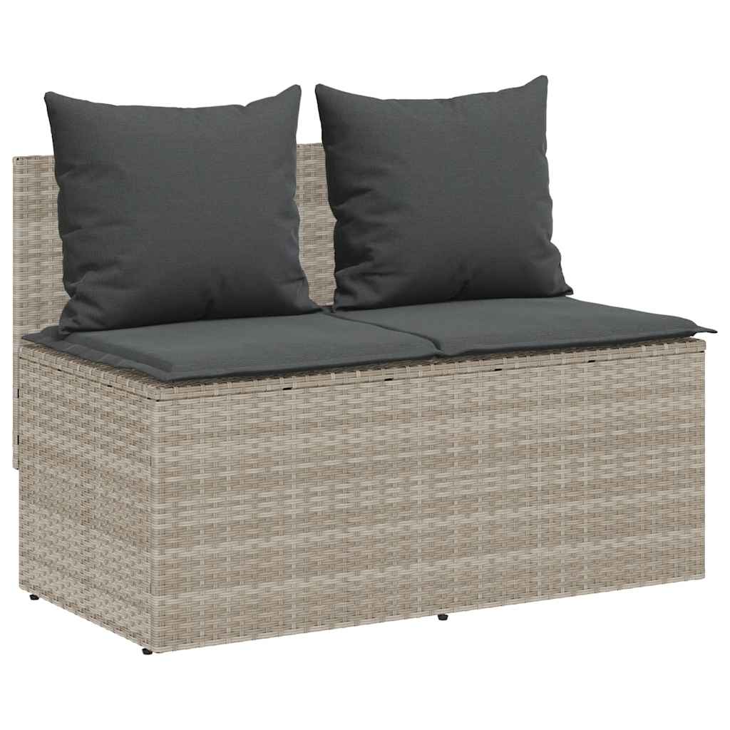 3-piece garden dining set with cushions light grey poly rattan