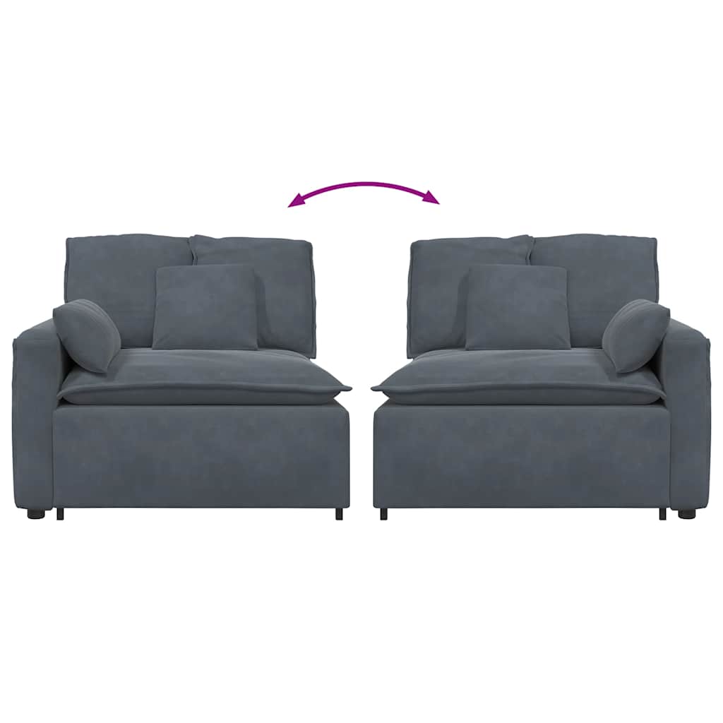 Modulares Sofa Endmodul mit Armlehne Kissen Dunkelgrau 100 cm
