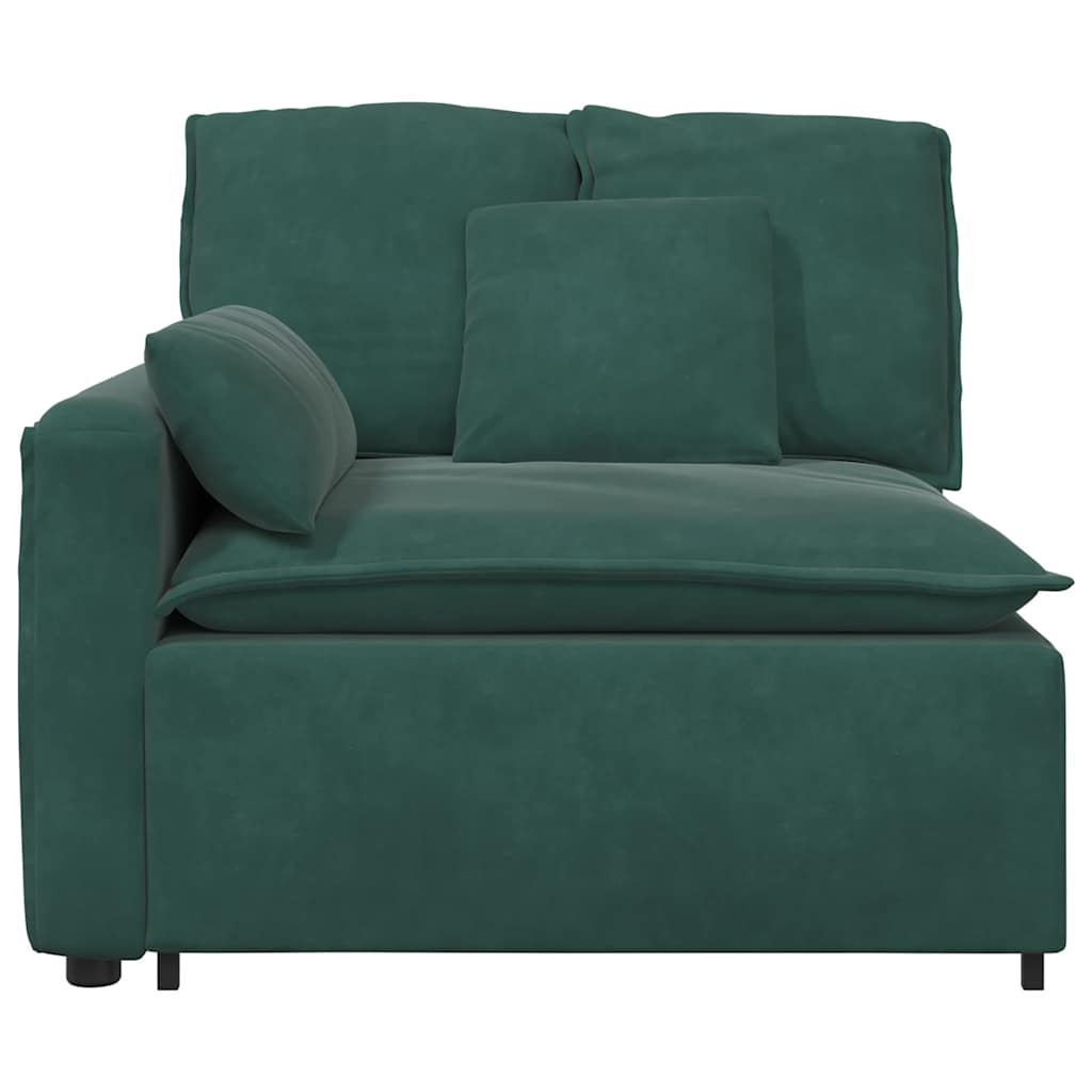 Modular sofa end module with armrest cushion dark green 100 cm
