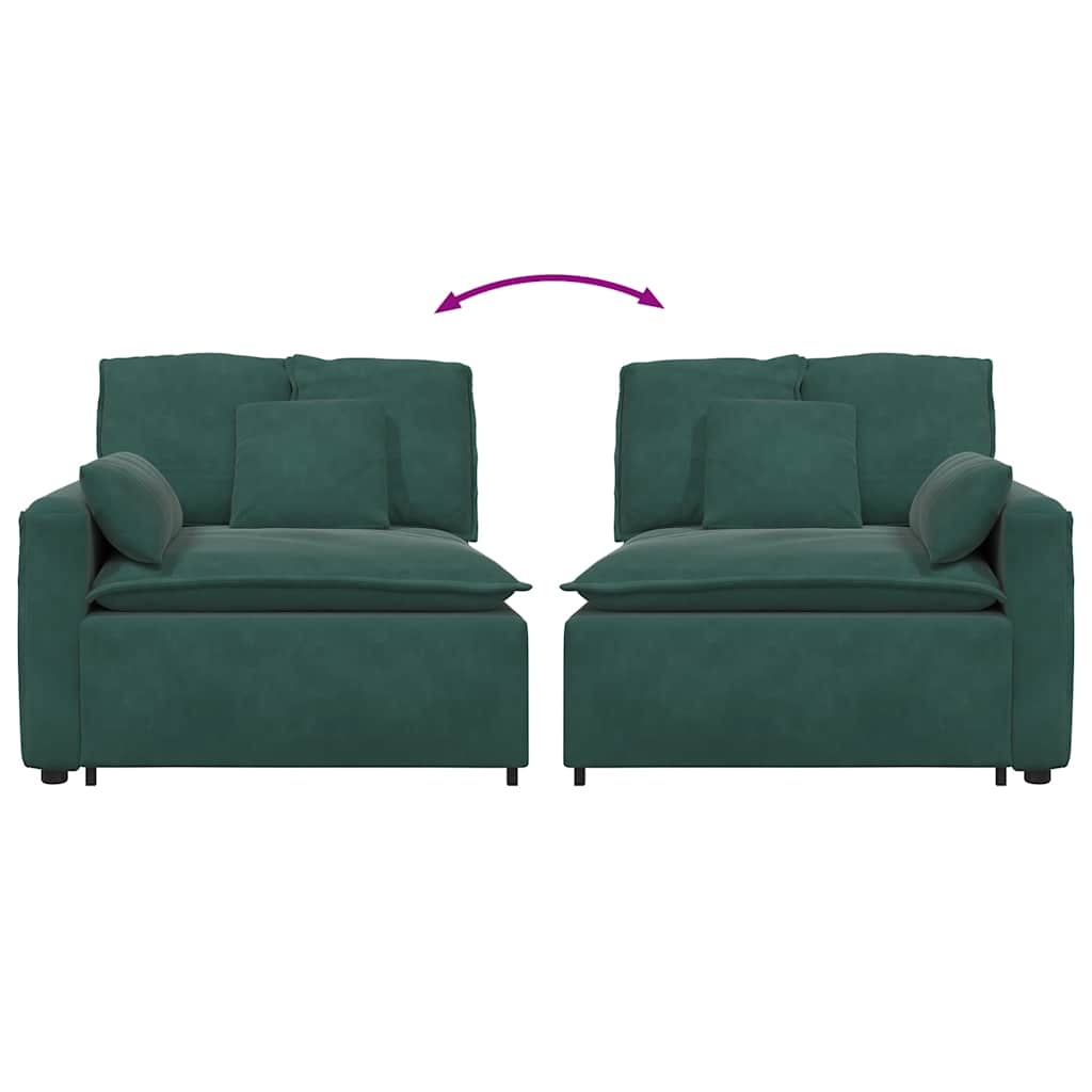 Modular sofa end module with armrest cushion dark green 100 cm