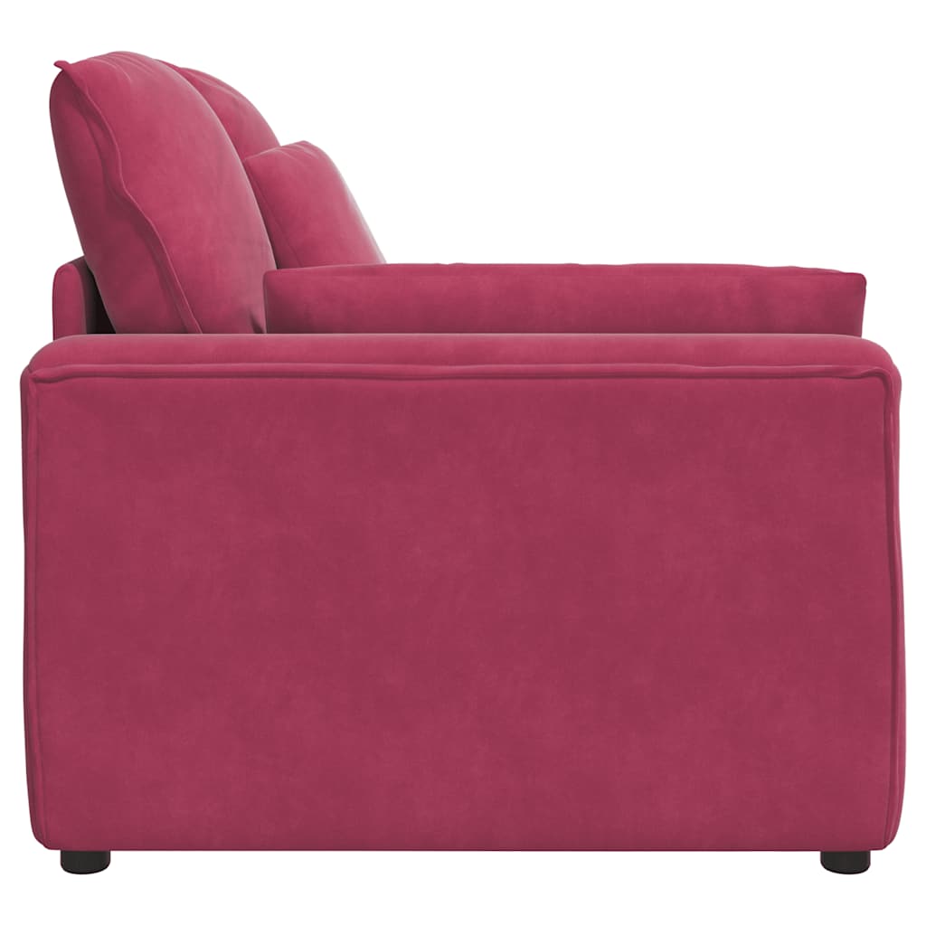 Modulares Sofa Endmodul mit Armlehne Kissen Weinrot 100 cm
