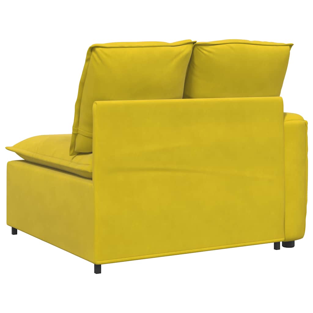 Modulares Sofa Endmodul mit Armlehne Kissen Gelb 100 cm