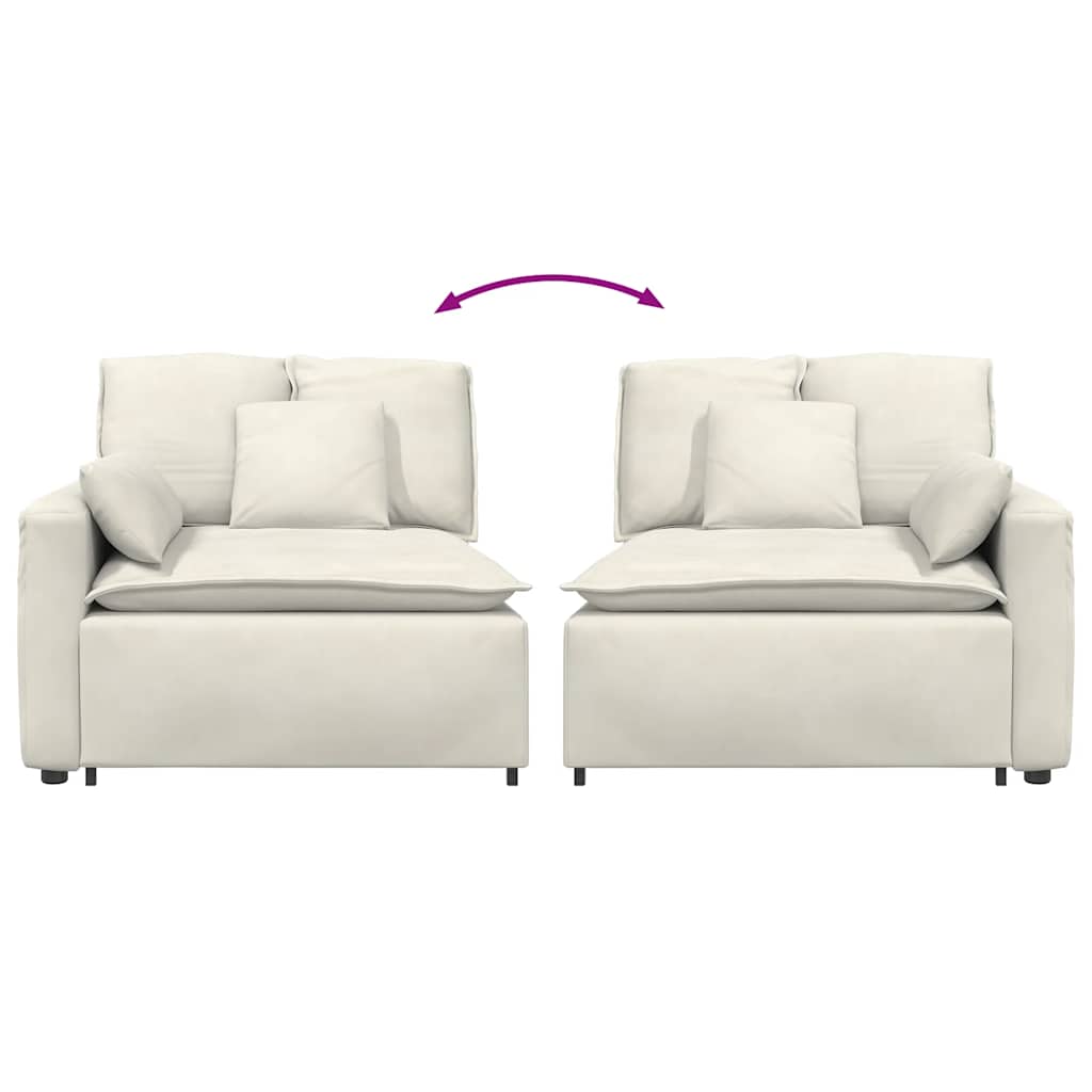 Modulares Sofa Endmodul mit Armlehne Kissen Creme 100 cm