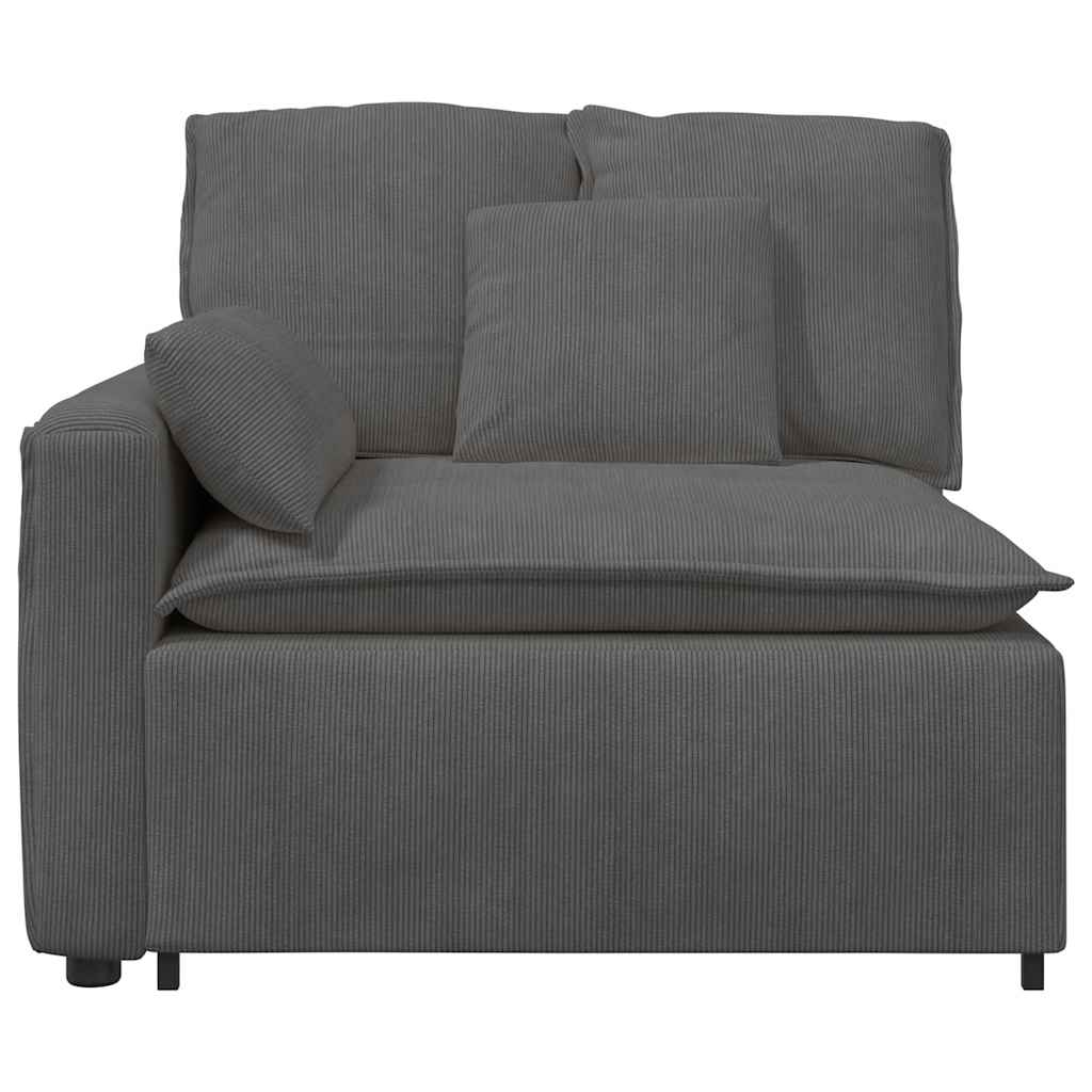 Modular sofa end module with armrest cushion dark grey 100 cm