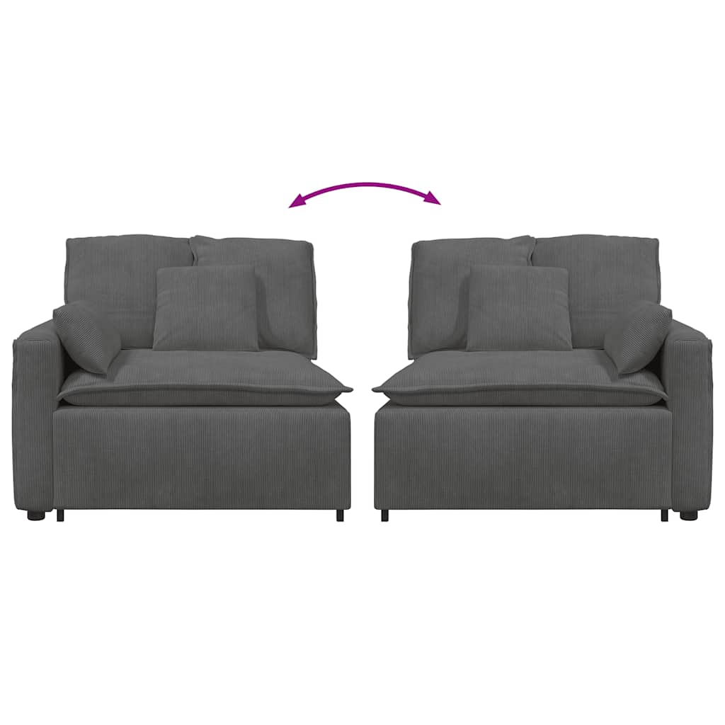 Modular sofa end module with armrest cushion dark grey 100 cm