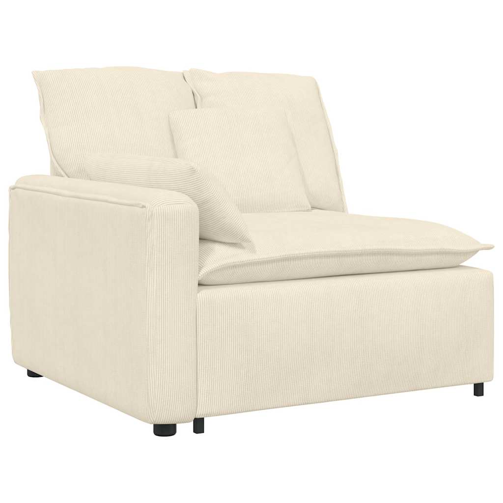 Modulares Sofa Endmodul mit Armlehne Kissen Creme 100 cm