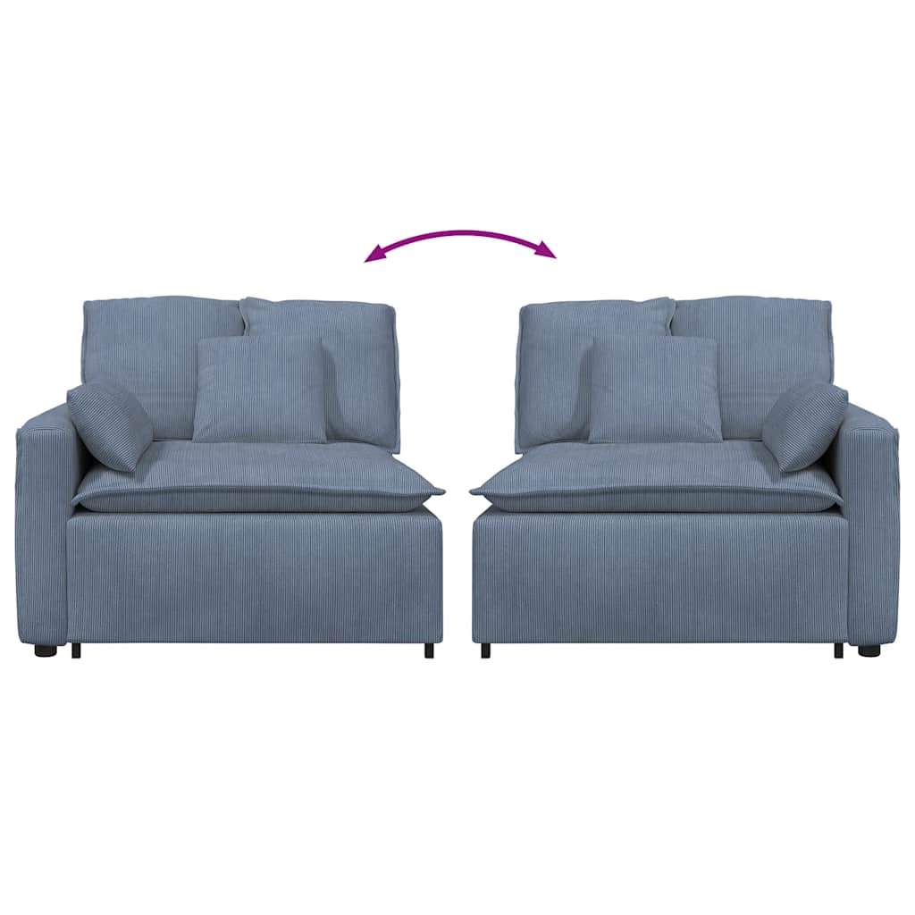 Modulares Sofa Endmodul mit Armlehne Kissen Blau 100 cm