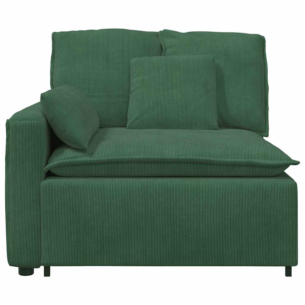 Modulares Sofa Endmodul mit Armlehne Kissen Dunkelgrün 100cm