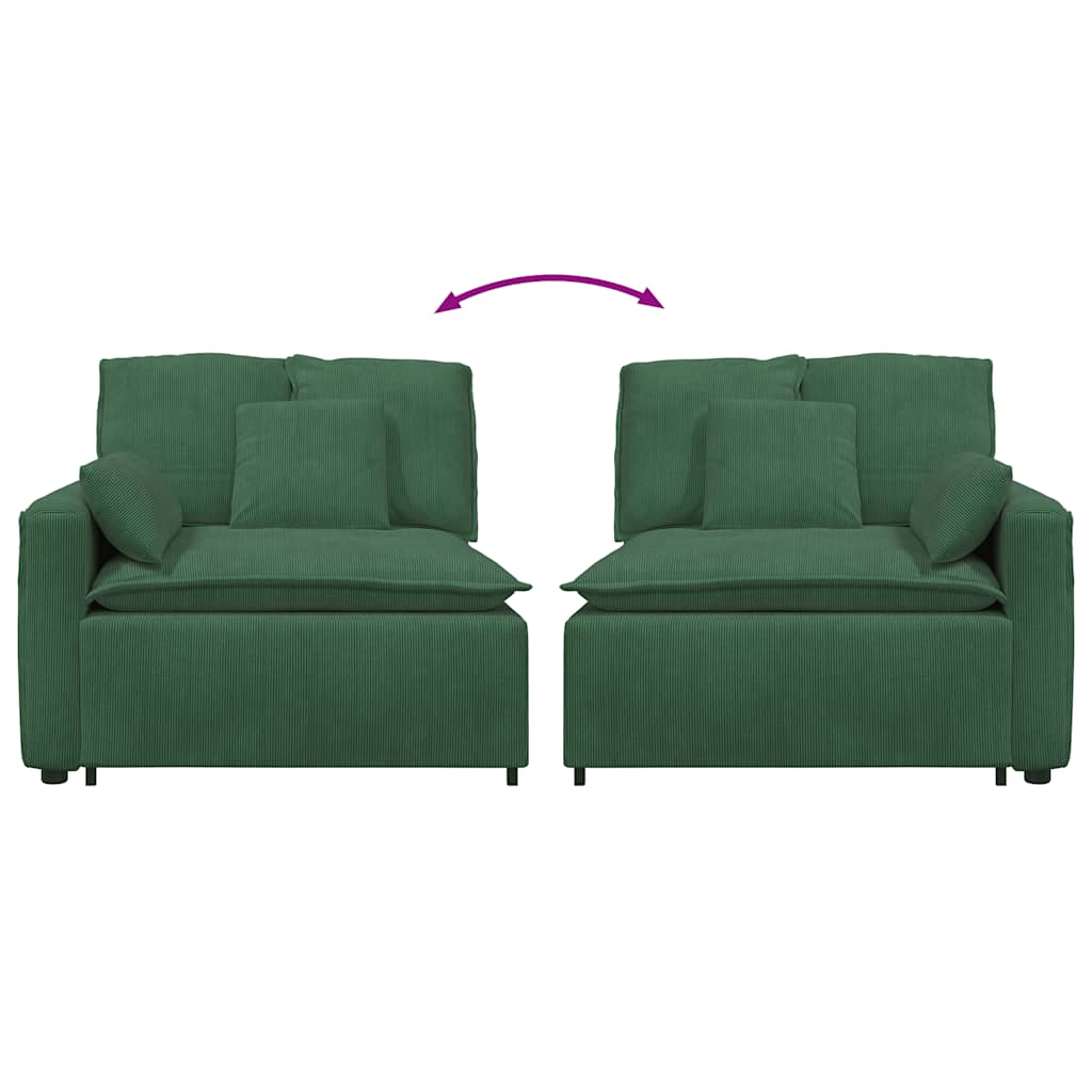 Modulares Sofa Endmodul mit Armlehne Kissen Dunkelgrün 100cm