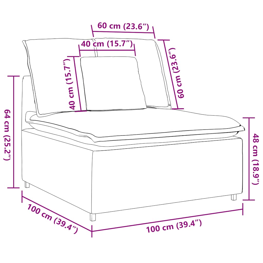 Modulares Sofa Mittelmodul mit Kissen Weinrot 100 cm