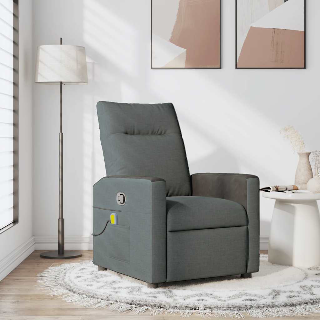 Massagesessel Dunkelgrau Stoff