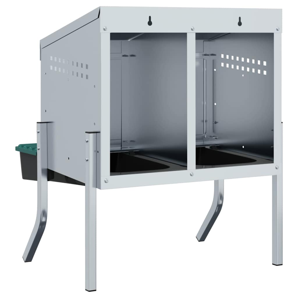 Hühner-Nistkasten 2 Fächer mit Beinen Verzinkter Stahl