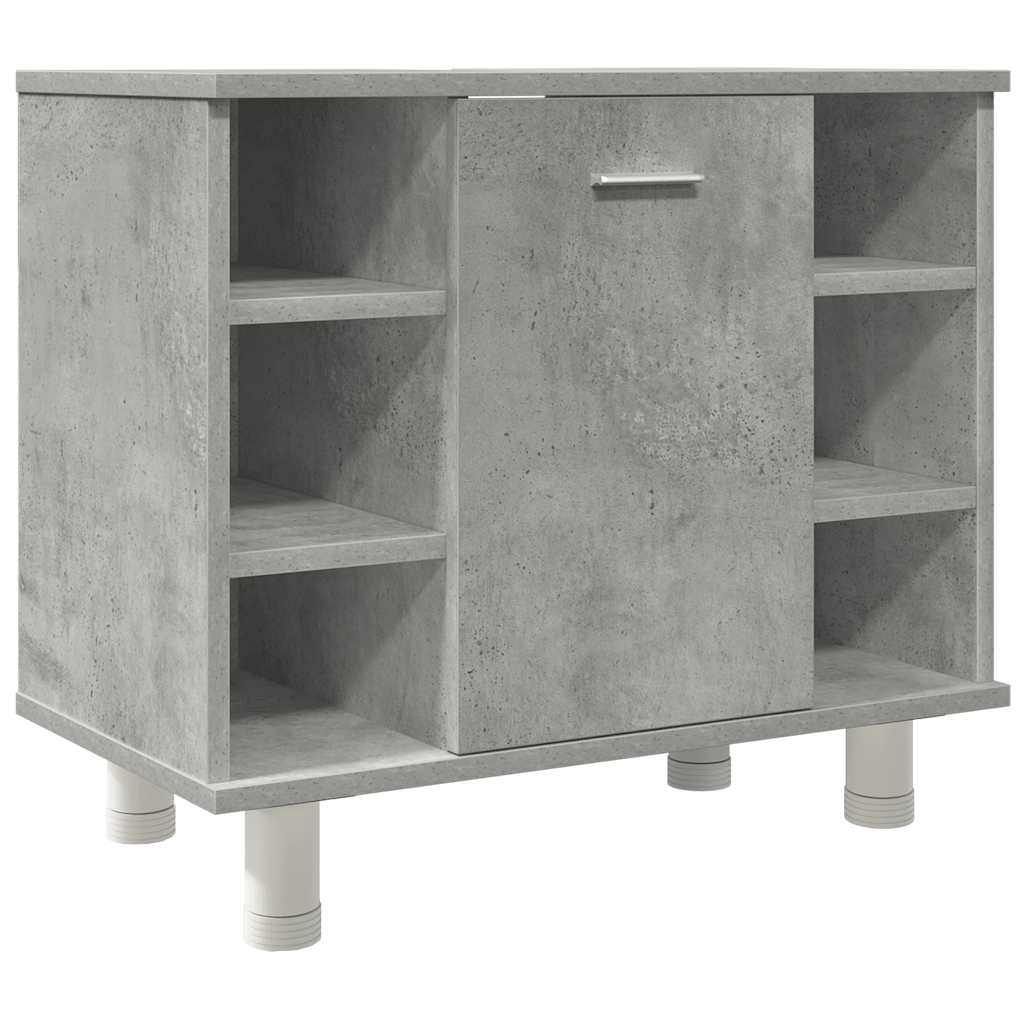 4-piece bathroom furniture set concrete grey wood-based material