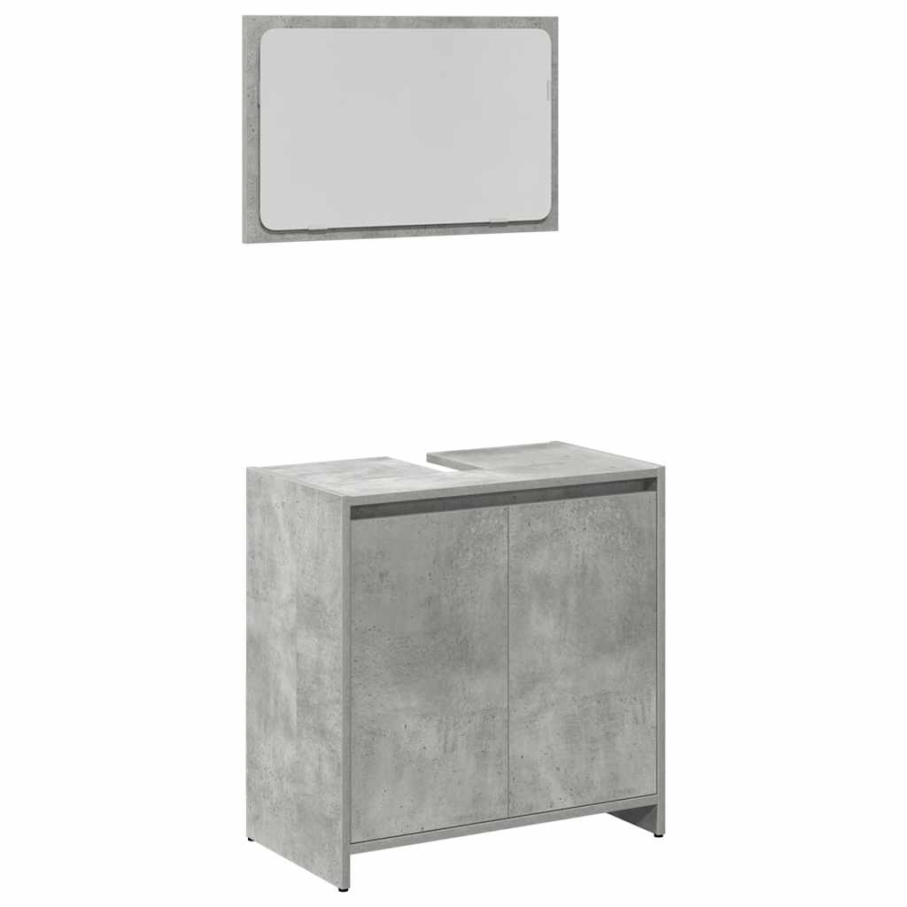 3-piece bathroom furniture set concrete grey wood-based material