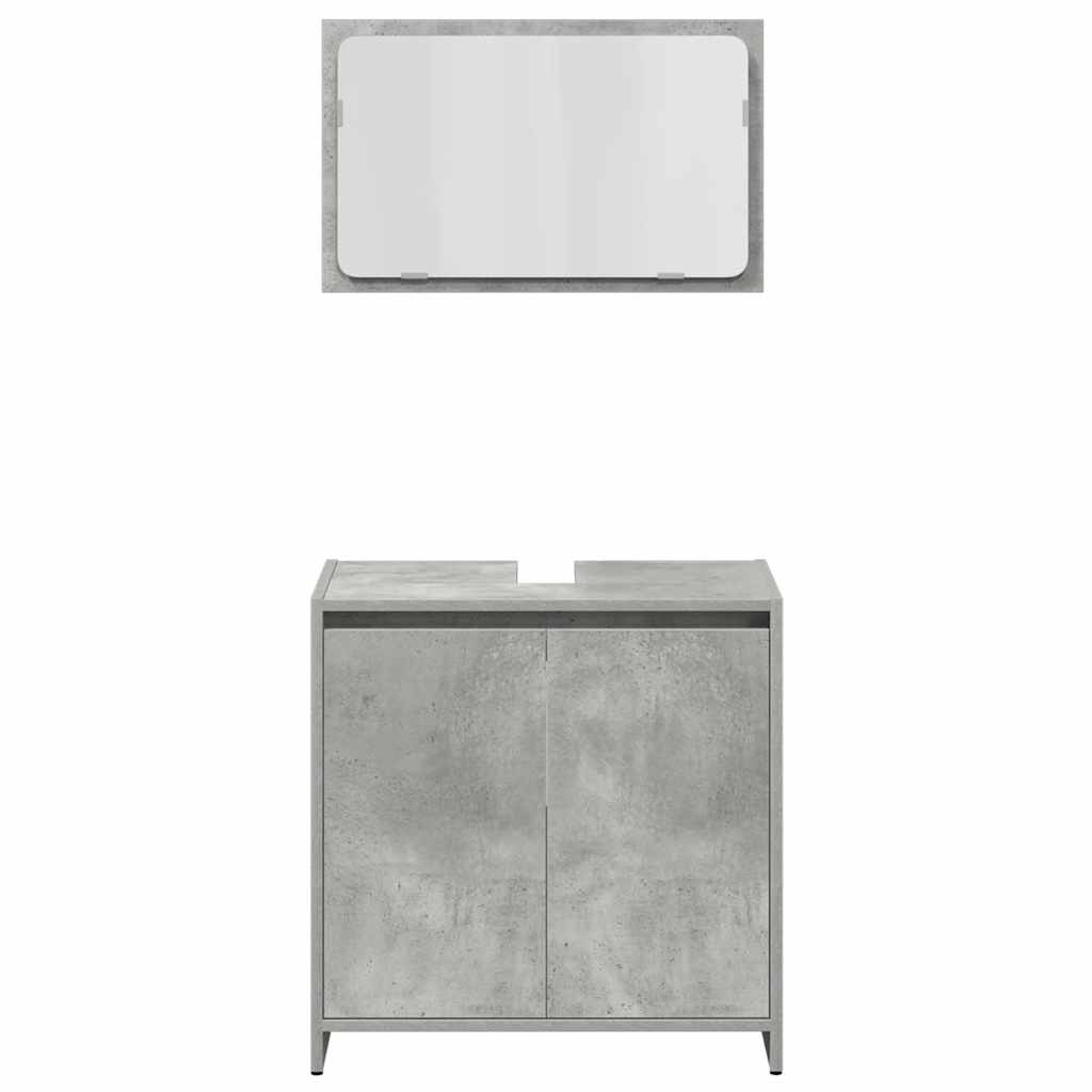 3-piece bathroom furniture set concrete grey wood-based material