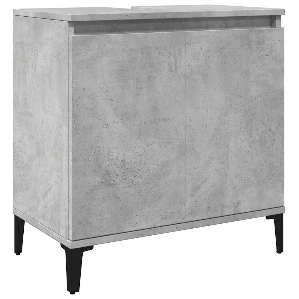3-piece bathroom furniture set concrete grey wood-based material