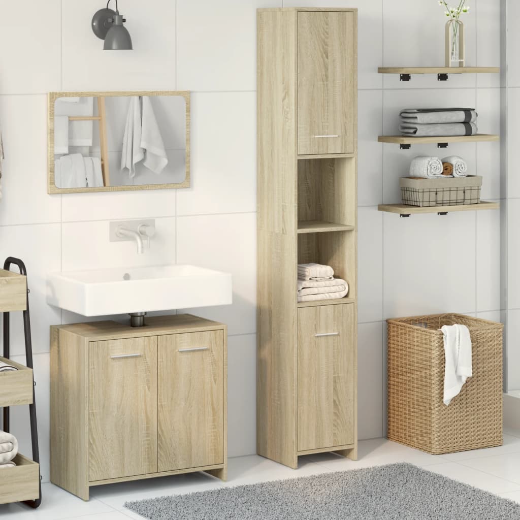 3-piece bathroom furniture set Sonoma oak wood-based material