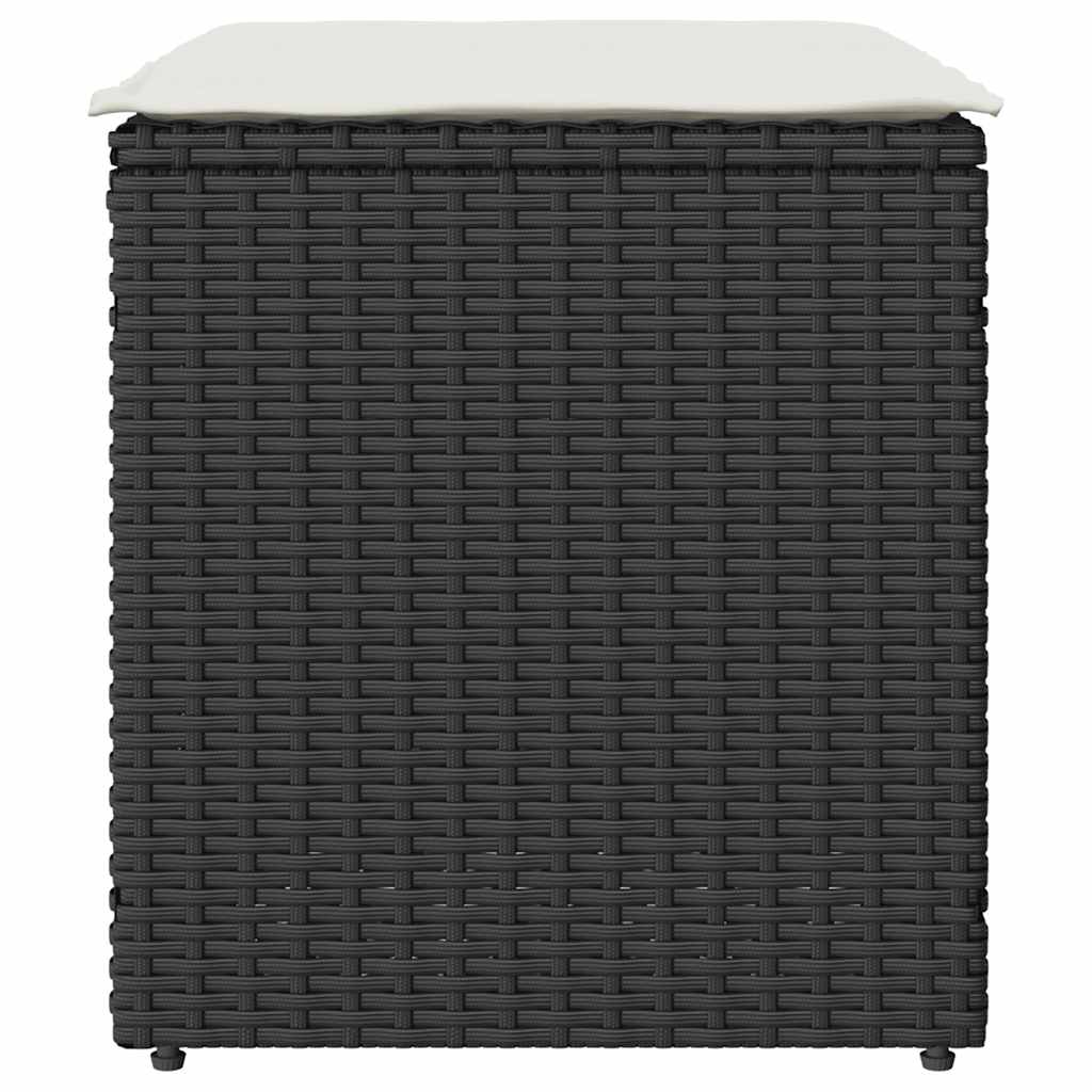Gartenhocker mit Kissen 2 Stk. Schwarz 40x40x43 cm Poly Rattan