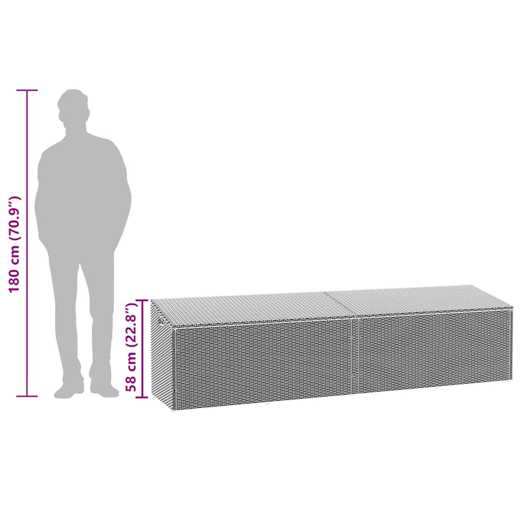 Garten-Auflagenbox Grau 220x50x58 cm Poly Rattan