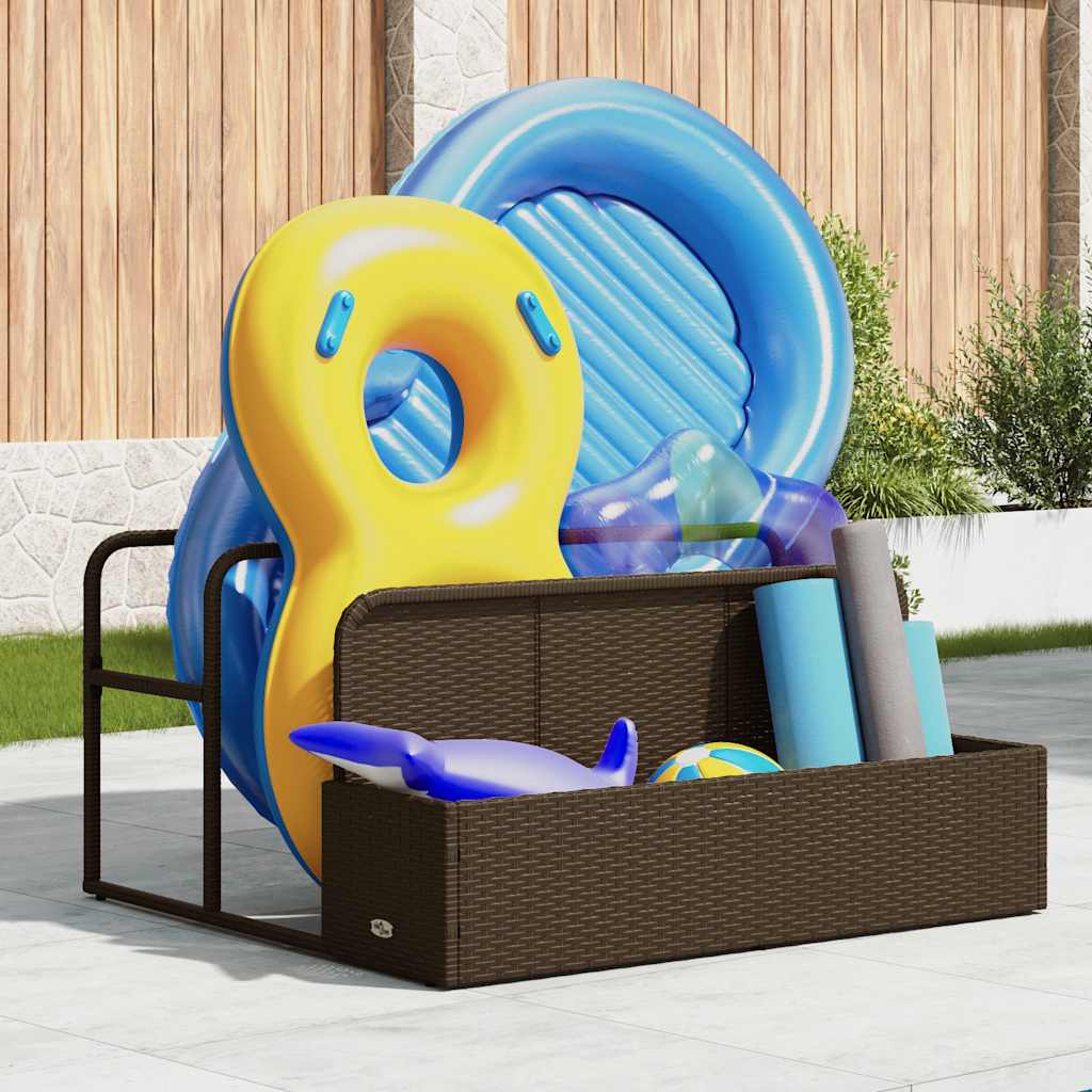 Pool Storage Container Brown 110x100x57 cm Poly Rattan