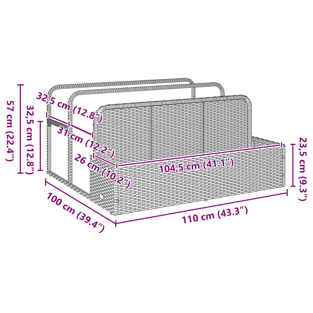 Pool Storage Container Brown 110x100x57 cm Poly Rattan