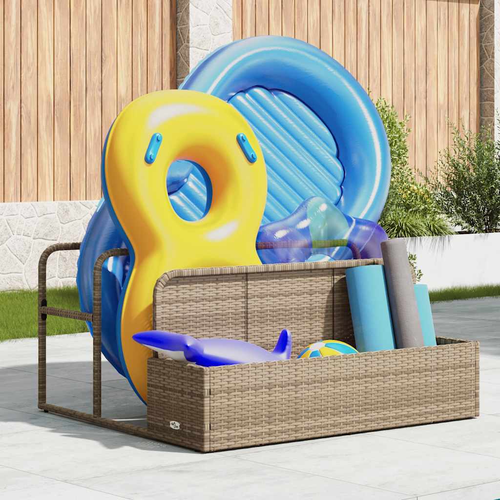 Pool Storage Container Beige 110x100x57 cm Poly Rattan