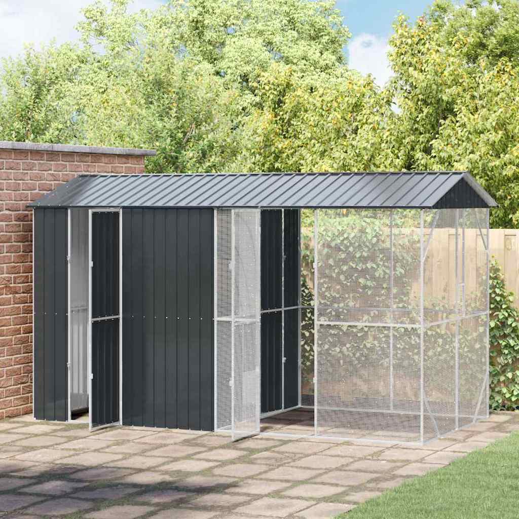 Bird aviary with extension anthracite 210x442x247 cm steel