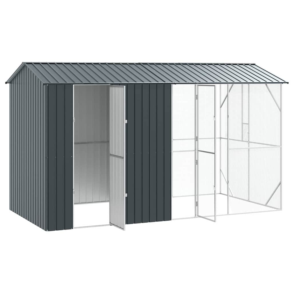 Bird aviary with extension anthracite 210x442x247 cm steel