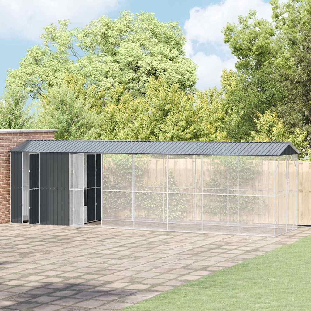Bird aviary with extension anthracite 210x838x247 cm steel
