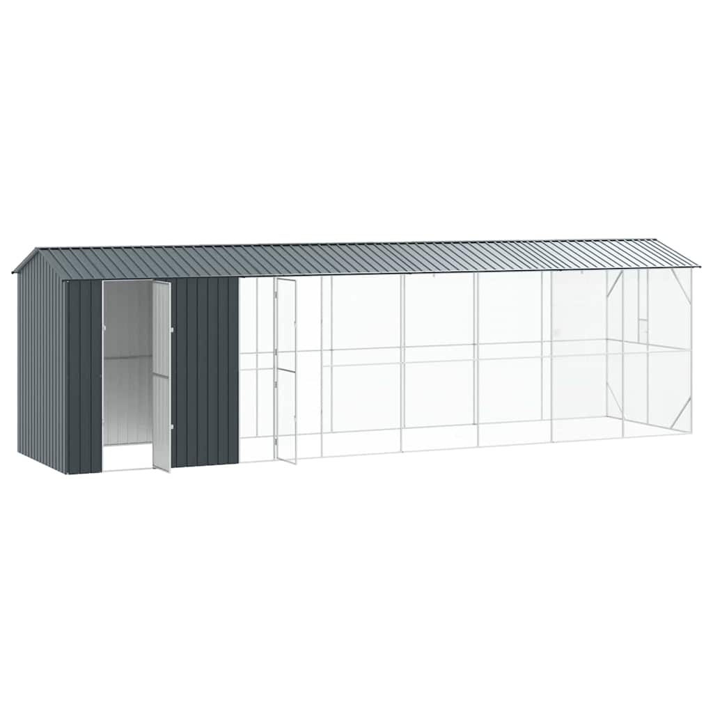 Bird aviary with extension anthracite 210x838x247 cm steel