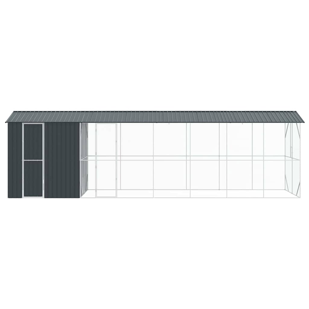 Bird aviary with extension anthracite 210x838x247 cm steel