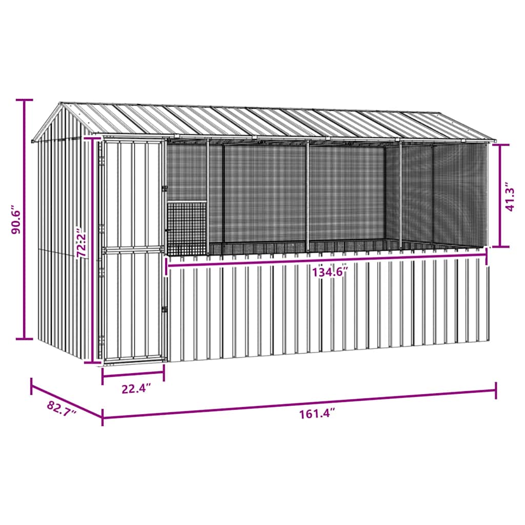 Bird cage anthracite 215x78x200 cm galvanized steel