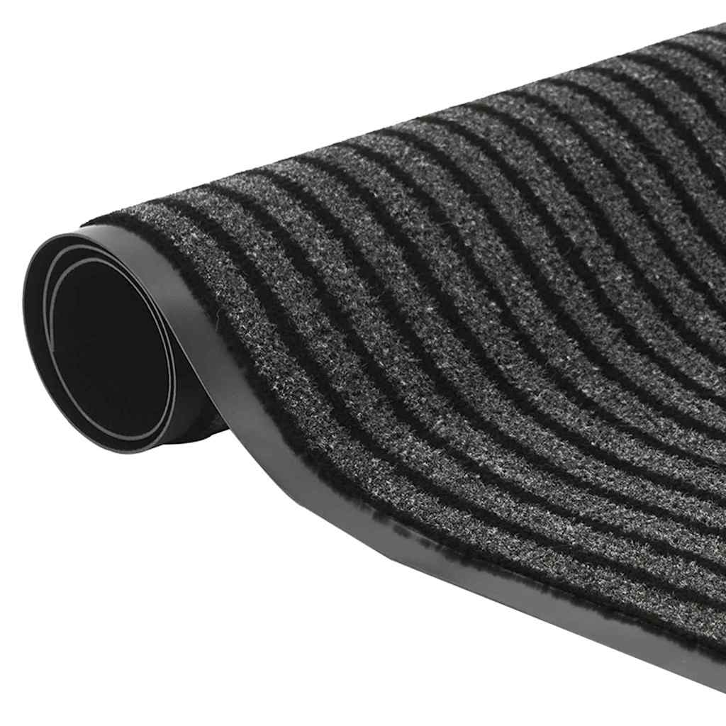 Fußmatte Striped Schwarz, Grau 40 x 60 cm Polypropylen, PVC