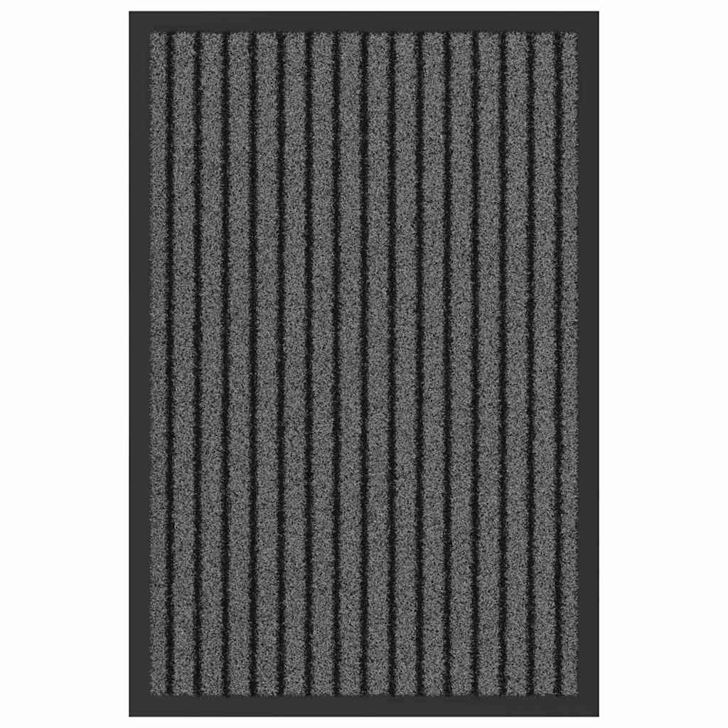 Fußmatte Striped Schwarz, Grau 40 x 60 cm Polypropylen, PVC