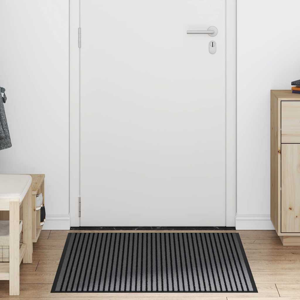 Fußmatte Striped Schwarz und Grau 80 x 120 cm Polypropylen, PVC