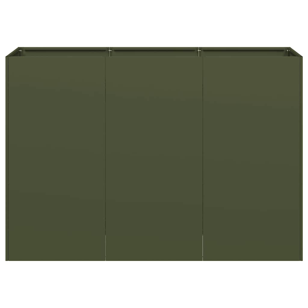 Pflanzkübel Olivgrün 120x40x80 cm Kaltgewalzter Stahl