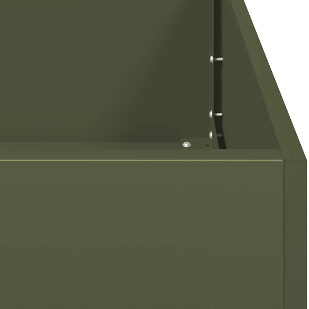 Pflanzkübel Olivgrün 120x40x80 cm Kaltgewalzter Stahl
