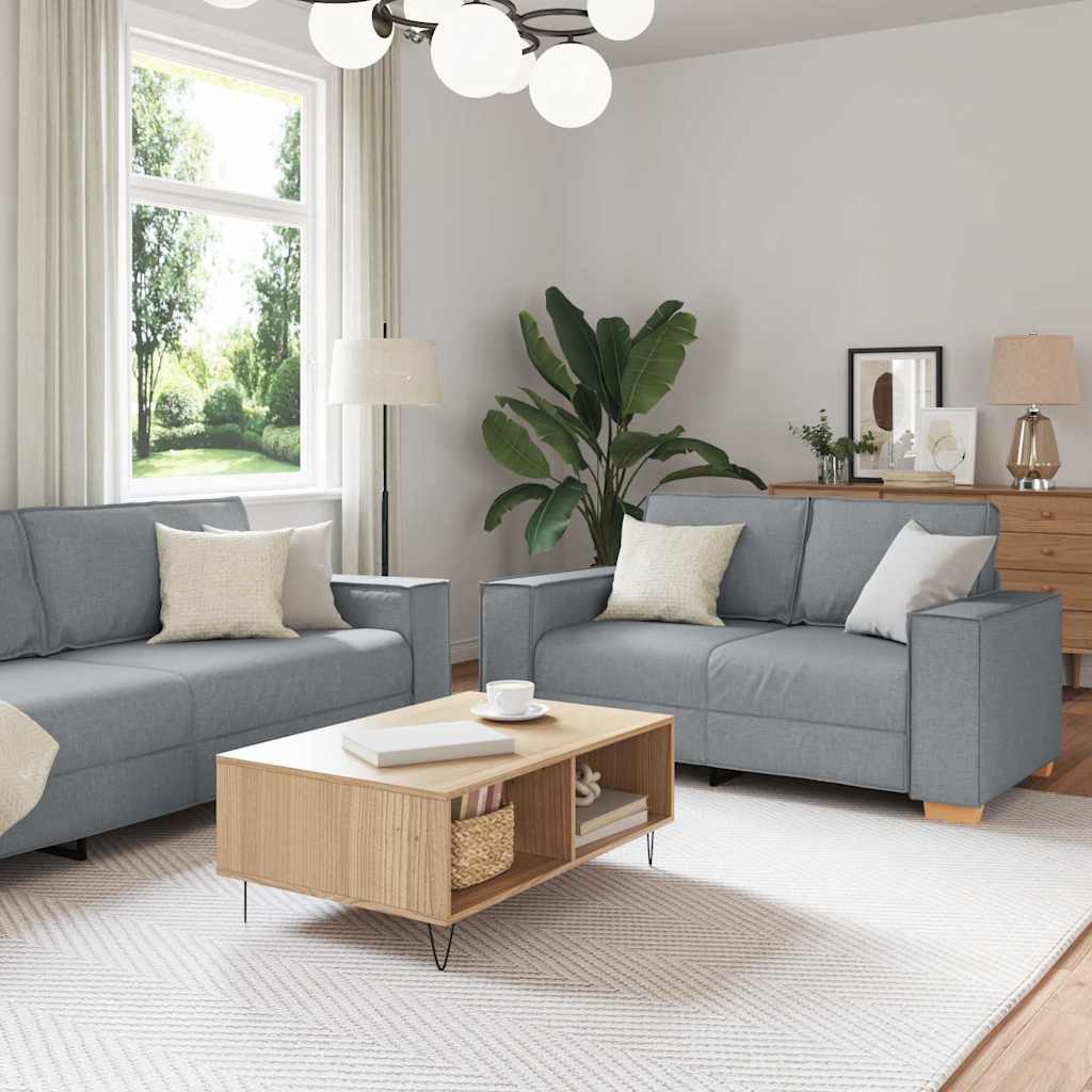 3-piece sofa set with cushions light grey fabric