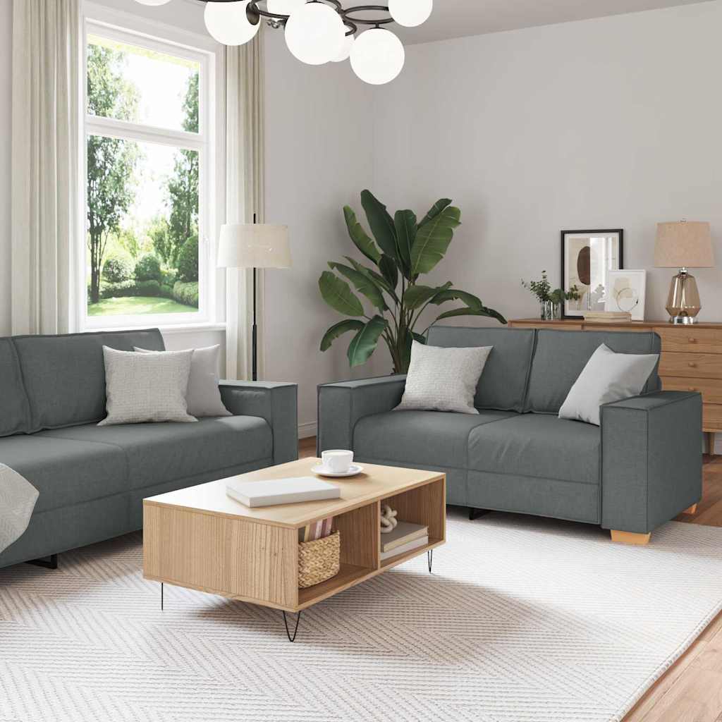 3-piece sofa set with cushions, dark grey fabric