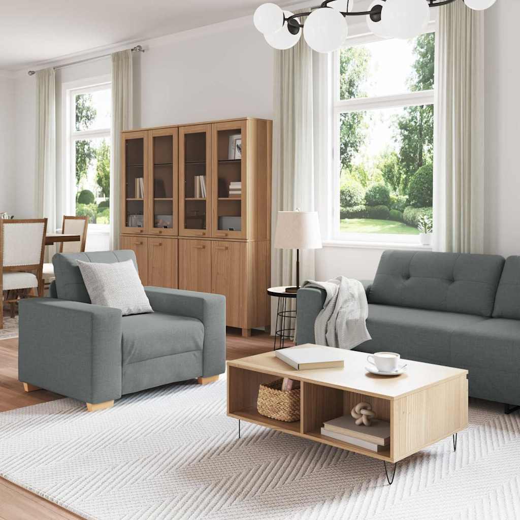 3-piece sofa set with cushions in dark grey