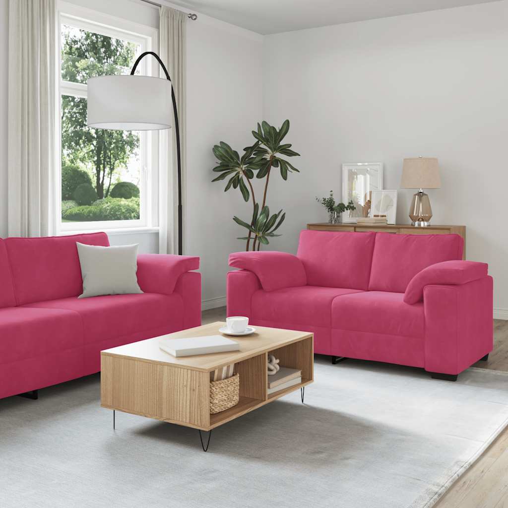 3-piece sofa set with cushions wine red velvet