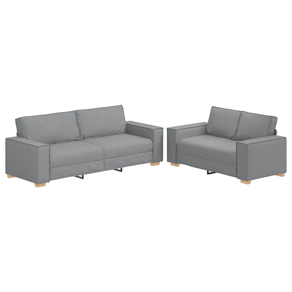 2-piece sofa set with cushions in light grey fabric