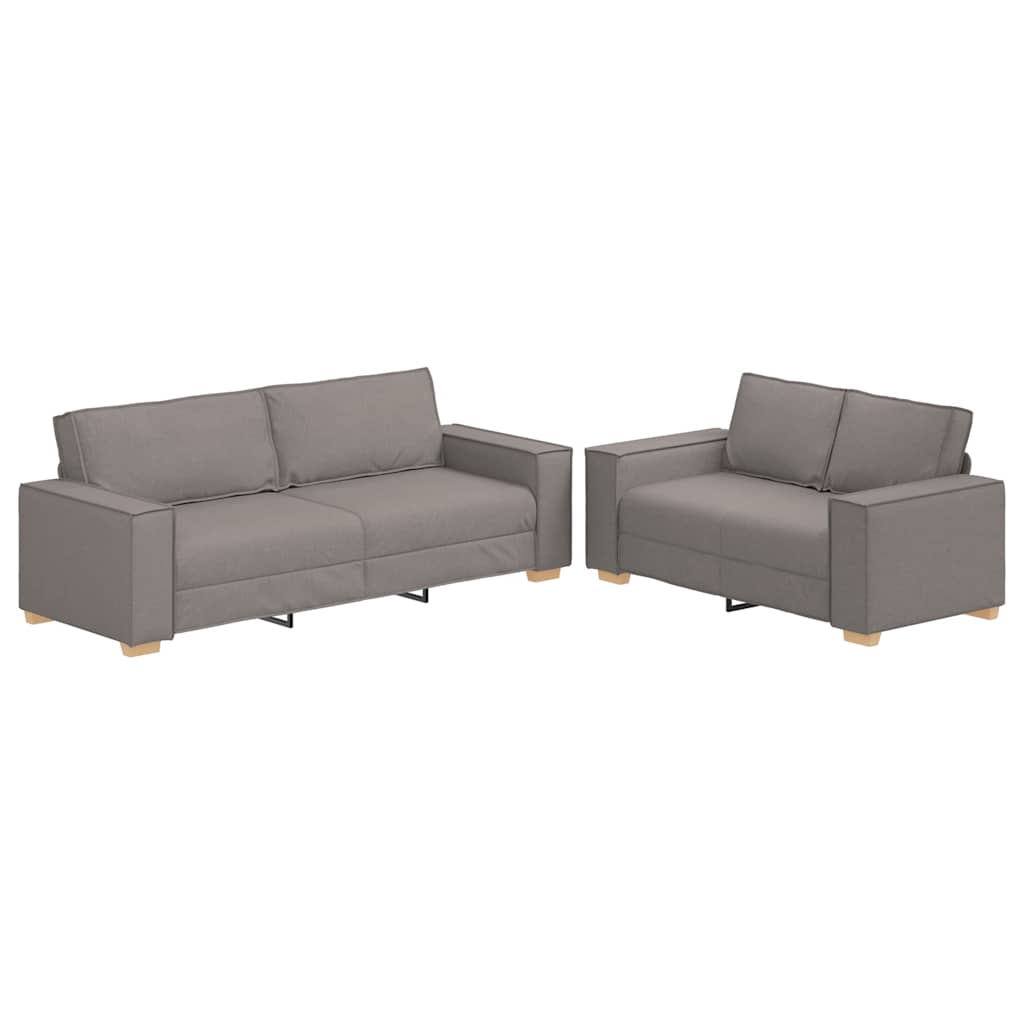 2-piece sofa set with cushions in taupe fabric