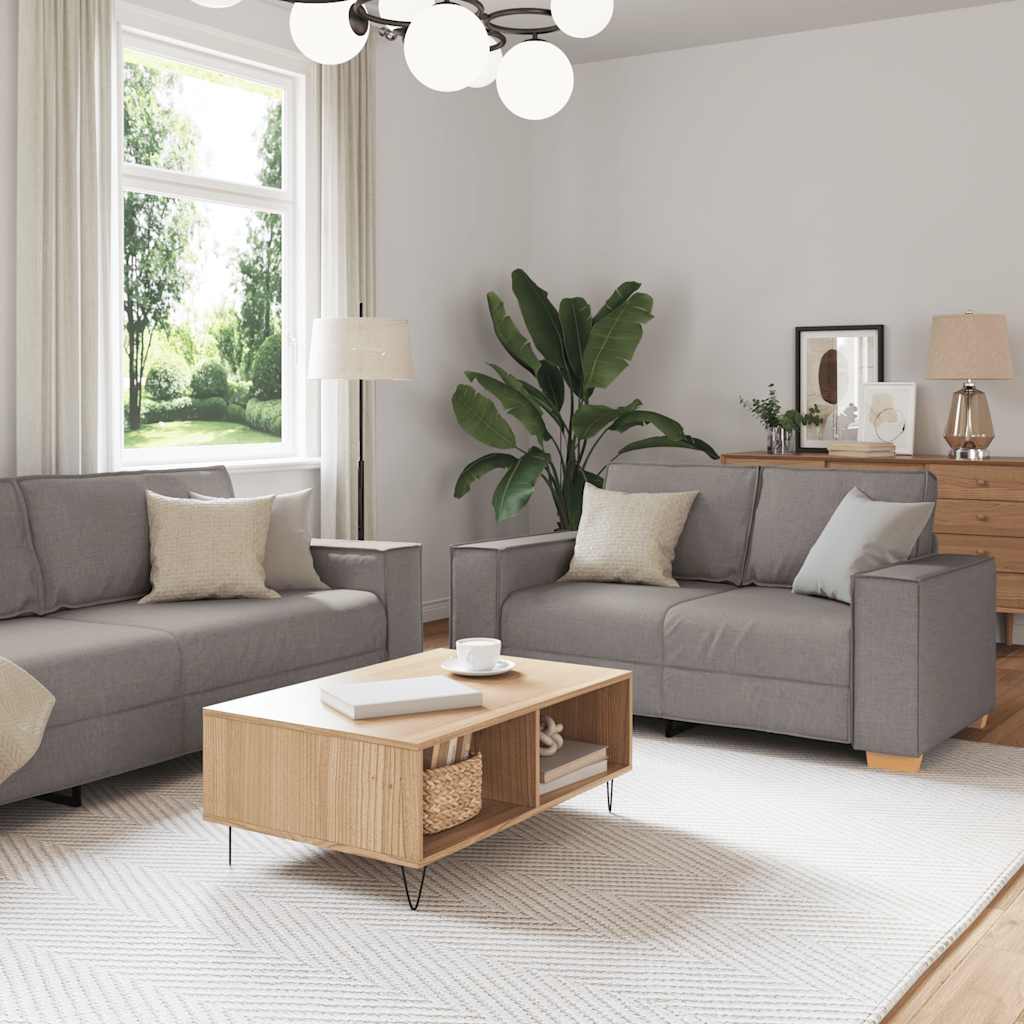 2-piece sofa set with cushions in taupe fabric