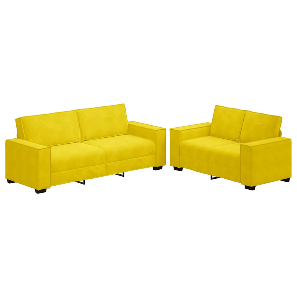 2-piece sofa set with cushions yellow velvet